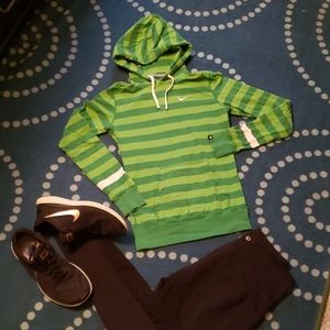 Lightweight green-stripes Nike hoodie